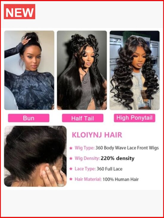 220% Density Brazilian Virgin Human Hair 360 Lace Front Wig 28 Inch Body Wave main image 4